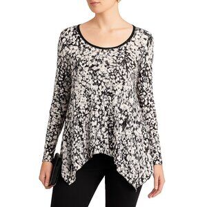 Simply Vera Vera Wang Womens M Long Sleeve Abstract Print Handkerchief Tunic